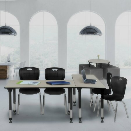 REGENCY Tables > Height Adjustable > Rectangular Table & Chair Sets, 48 X 30 X 23-34, Maple MT4830PLAPBK40BK